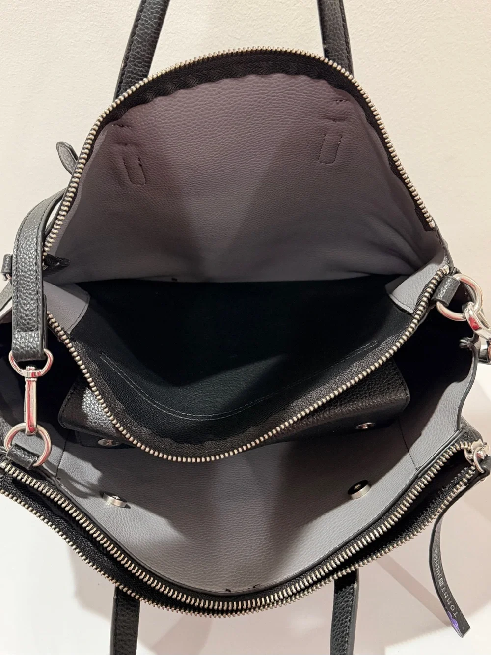 Tommy Hilfiger Black Leather Satchel